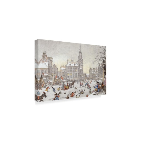 Anton Pieck 'Playing On The Ice' Canvas Art,30x47